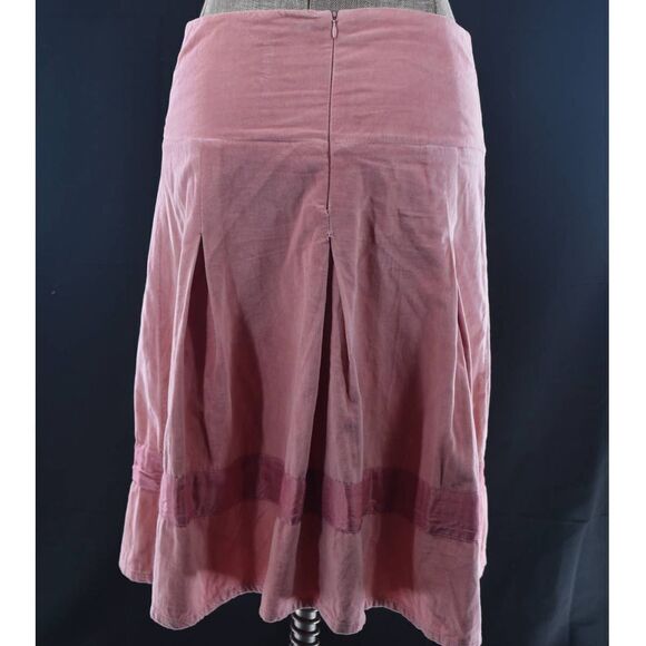Ella Moss Pink Velvet Pleated Midi Skirt- 4 - Picture 6 of 8